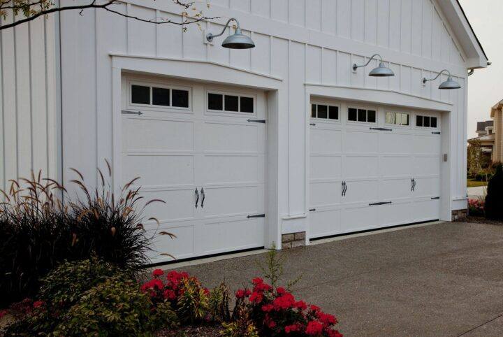 two white garage doors that received garage door service in Green Bay